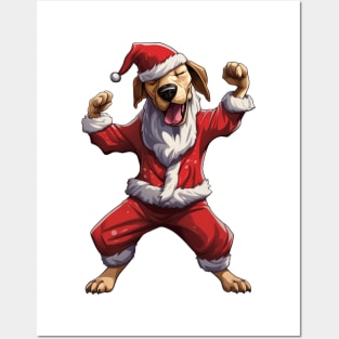 Cartoon Christmas Great Dane Dog Dancing Posters and Art